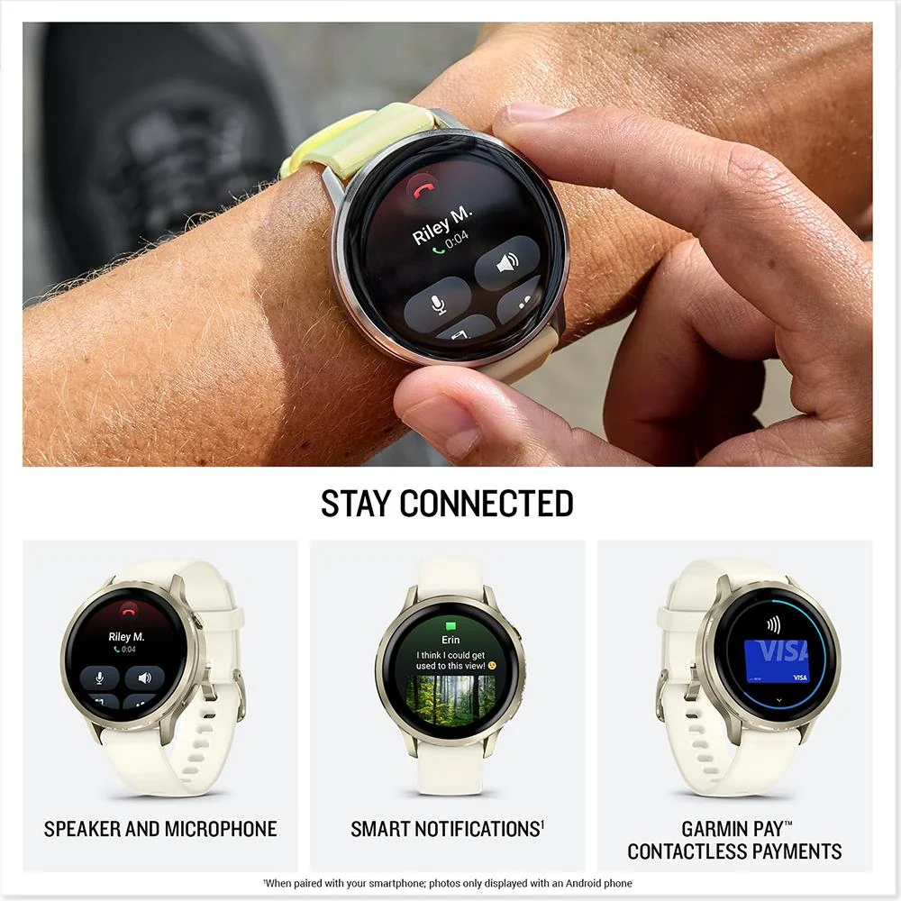 Garmin Venu 4 41mm Health & Fitness GPS Smartwatch, Lunar Gold w/ Accessories Bundle - Image 5