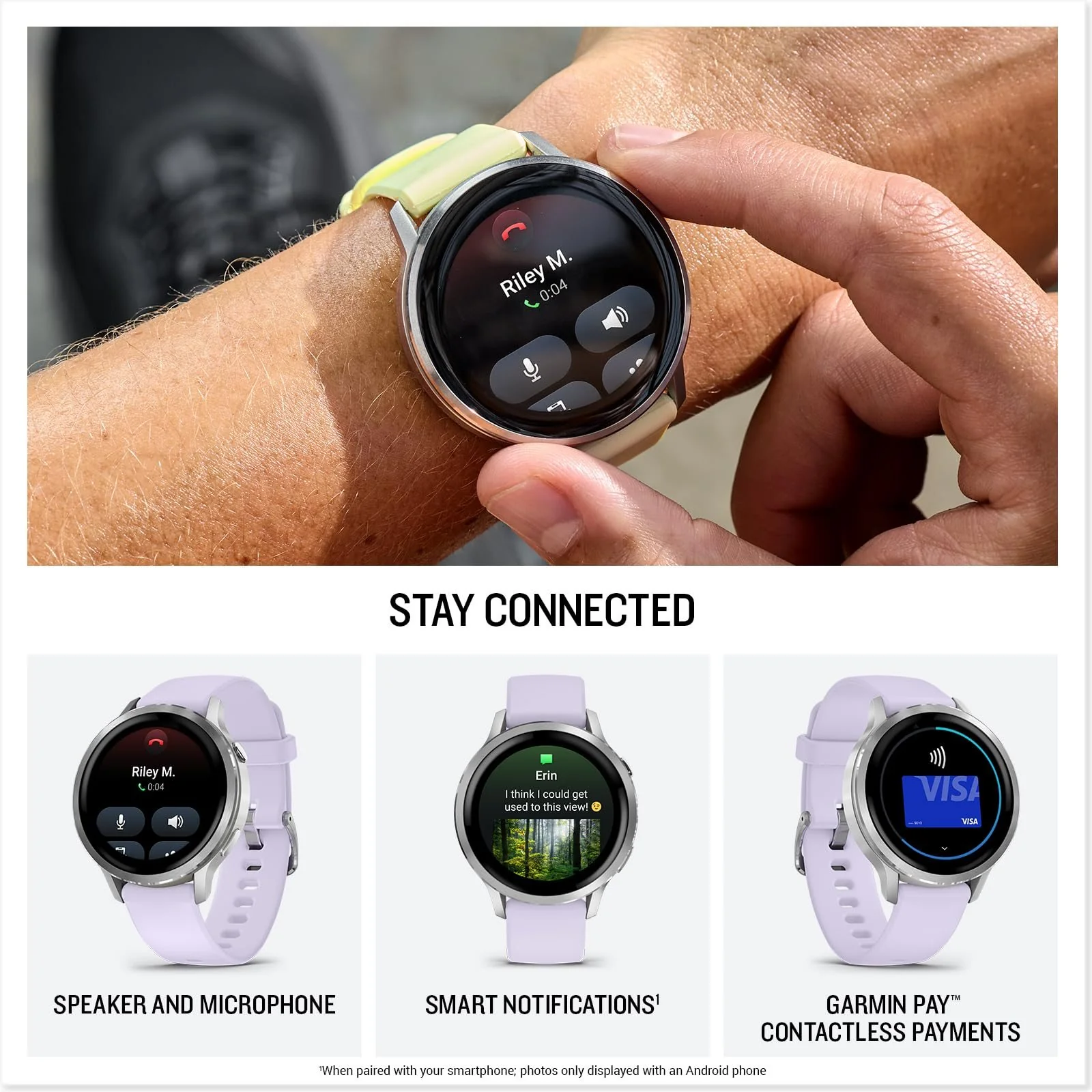 Garmin Venu 4,41mm Health & Fitness GPS Smartwatch Silver with Periwinkle Silicone Band - Image 5