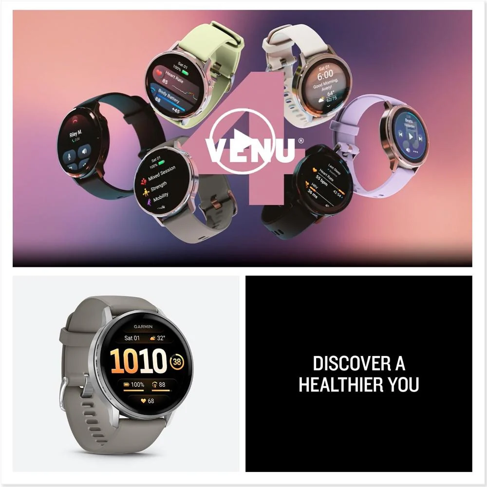 Garmin Venu 4 45 mm Health & Fitness GPS Smartwatch Silver with Band Bundle - Image 9