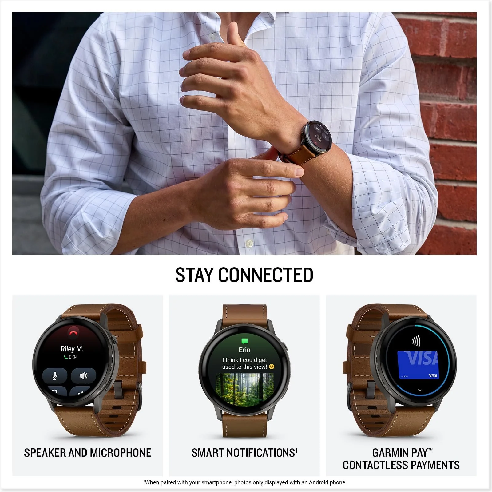 Garmin Venu 4,45 mm Smartwatch, Slate with Black Band and Brown Leather Band - Image 4
