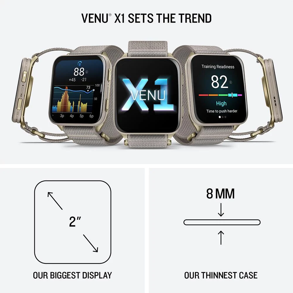 Garmin Venu X1 GPS Premium Smartwatch, Soft Gold, Titanium + Accessories Bundle - Image 10