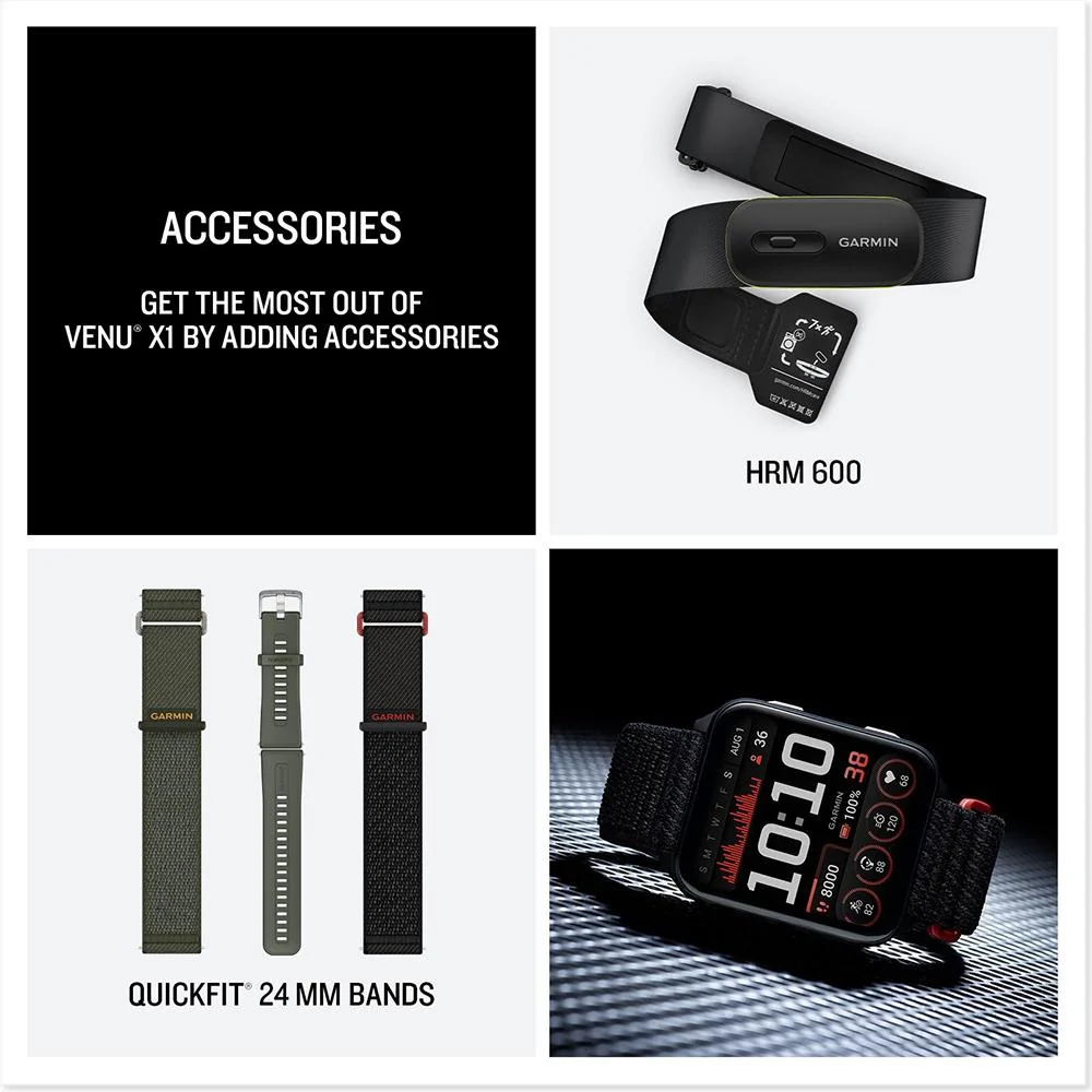 Garmin Venu X1 Premium GPS Smartwatch, Black Titanium + Accessories Bundle - Image 7