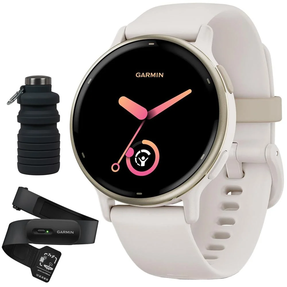 Garmin Vivoactive 5 Fitness Smartwatch, Ivory w/ HRM 200 (XS-S) + Water Bottle Bundle - Image 2