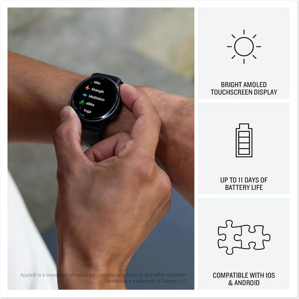 Garmin Vivoactive 5 Fitness Smartwatch, Orchid w/ HRM 200 (XS-S) + Water Bottle Bundle - Image 6