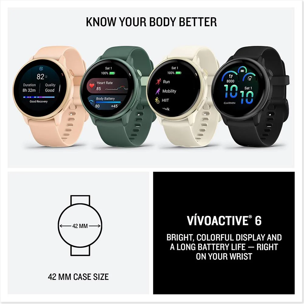Garmin VIVOACTIVE 6 Health and Fitness GPS Smartwatch Black with Band Bundle - Image 8