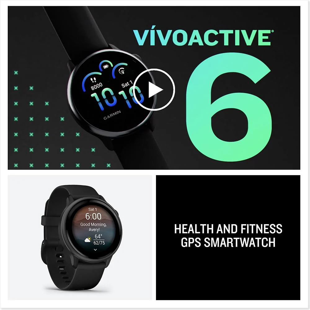 Garmin VIVOACTIVE 6 Health and Fitness GPS Smartwatch Black with Band Bundle - Image 9