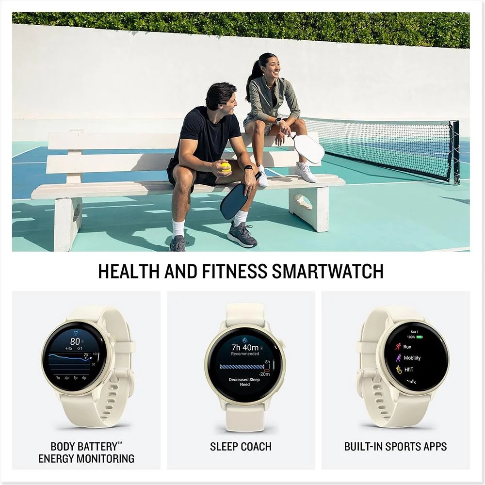 Garmin VIVOACTIVE 6 Health and Fitness GPS Smartwatch Bone with Band Bundle - Image 4