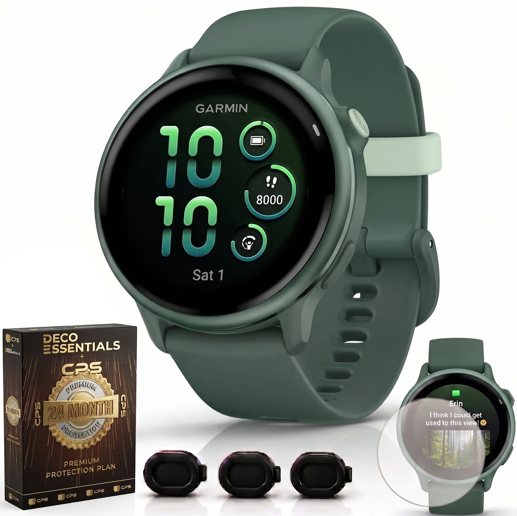 Garmin VIVOACTIVE 6 Health & Fitness GPS Smartwatch, Jasper Green + Warranty Bundle