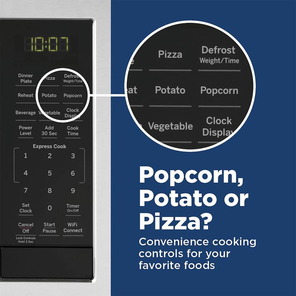 GE 0.9 Cu. Ft. Smart Countertop Microwave Oven w/ Oven Mitt + 2 YR Warranty Bundle - Image 5