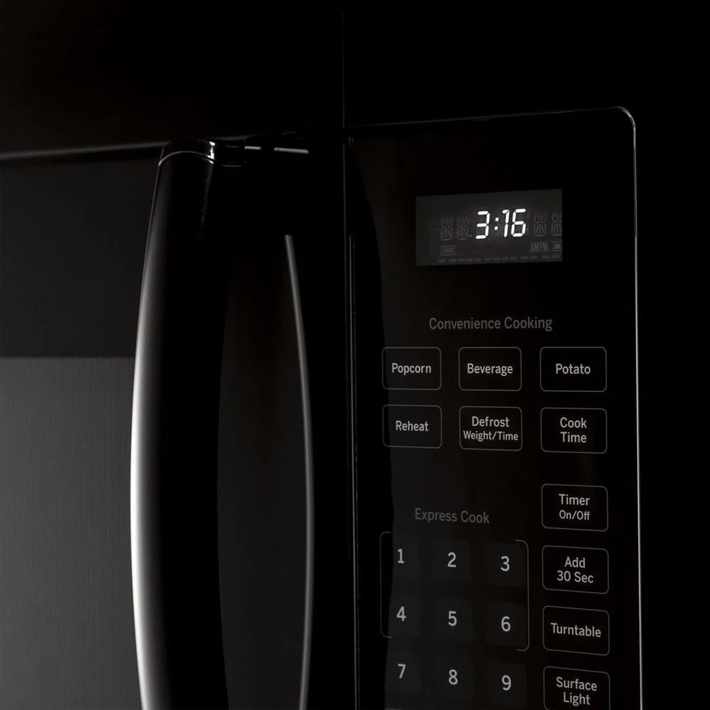 GE 1.6 Cu. Ft. Over-the-Range Microwave Oven Black + Oven Mitt & 3 Year Warranty - Image 8