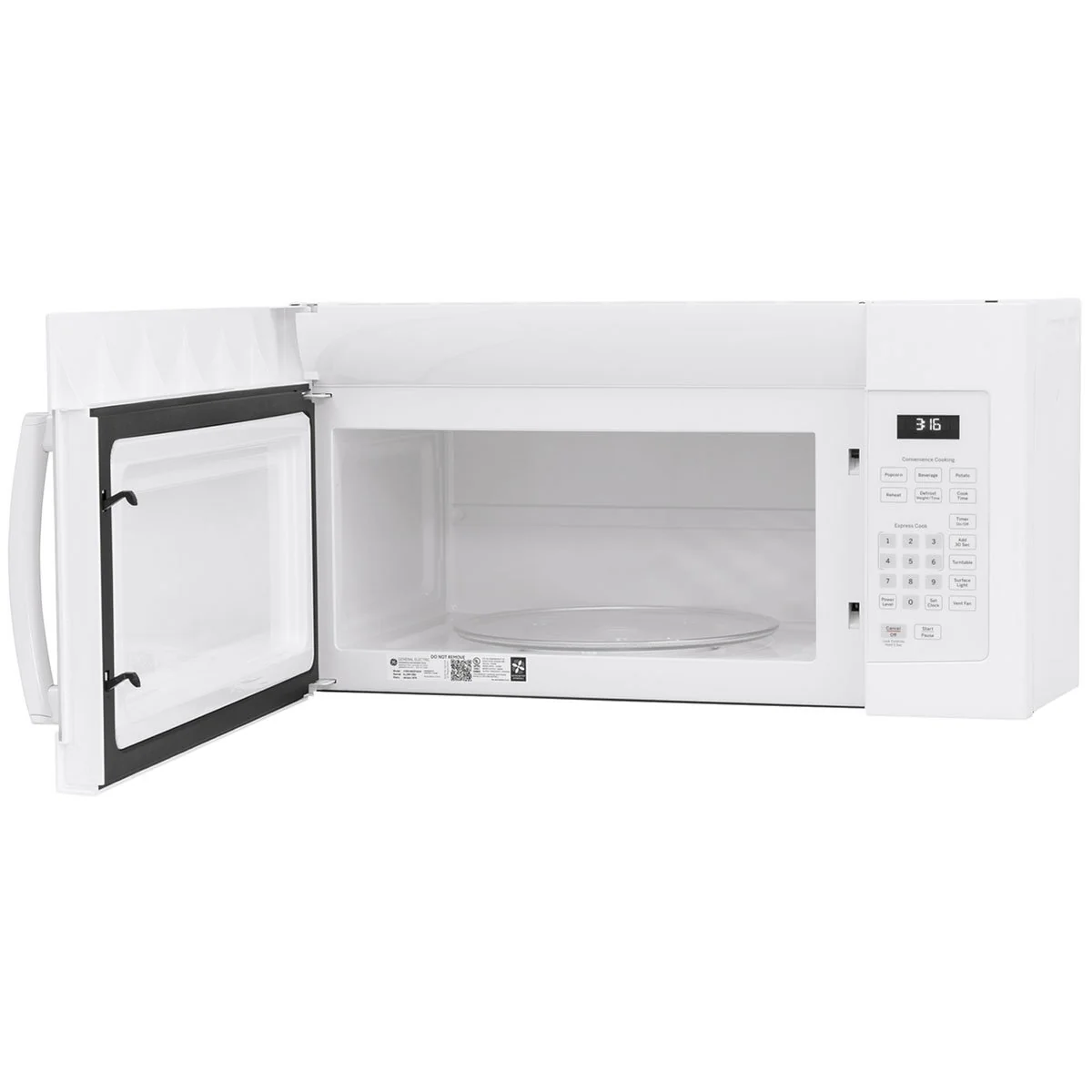 GE 1.6 Cu. Ft. Over-the-Range Microwave Oven, White - Image 3