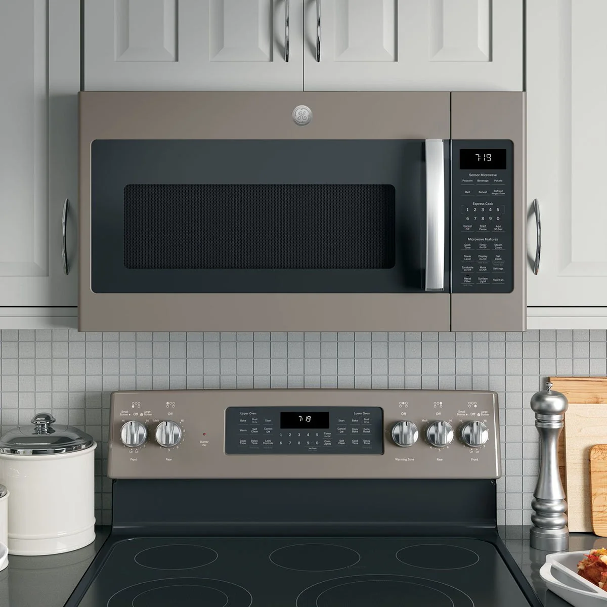 GE 1.9 Cu. Ft. Over-the-Range Sensor Microwave Oven, Slate - Image 6