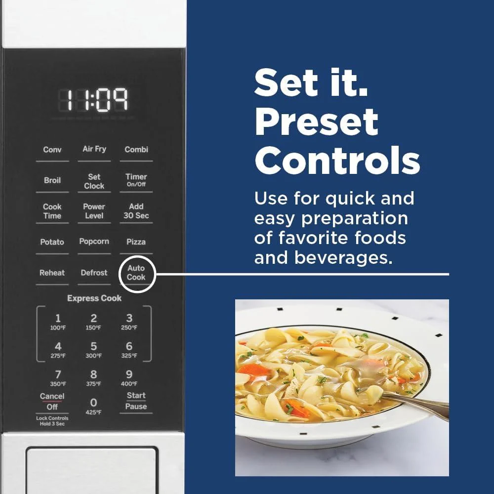 GE 3-in-1 Microwave Oven 1,050 Watts 1.0 Cu. Ft with 2 Year Warranty & Oven Mitt - Image 6