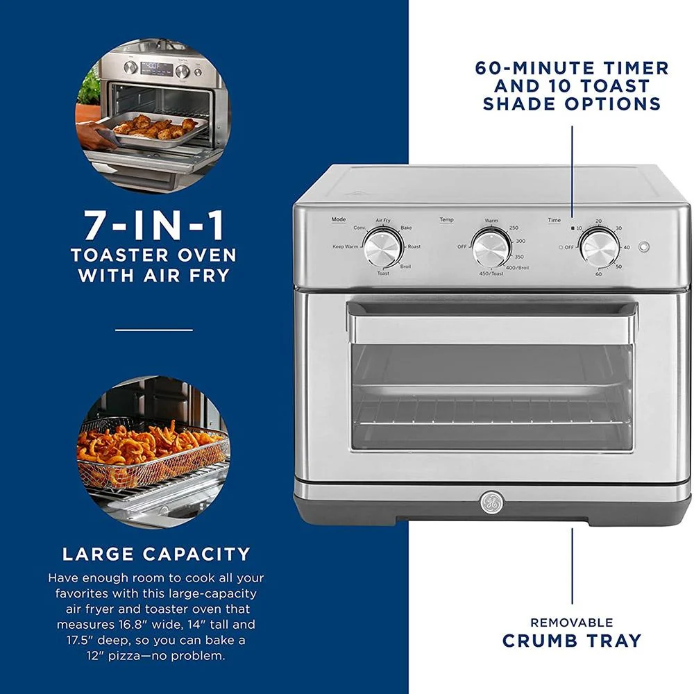 GE Digital Air Fry 8-in-1 Toaster Oven Steel Open Box with 1 Year Warranty - Image 11