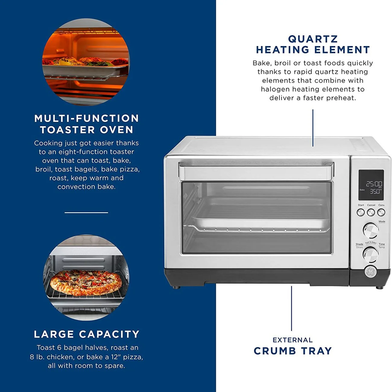 GE Quartz Convection Toaster Oven, Stainless Steel - G9OCABSSPSS - Image 12