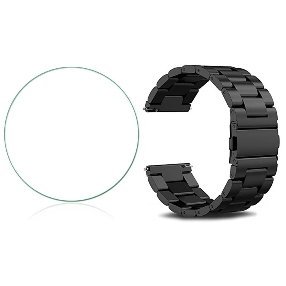 General Brand Black Metal Wrist Band + Tempered Glass Screen Protector for Samsung Gear S3
