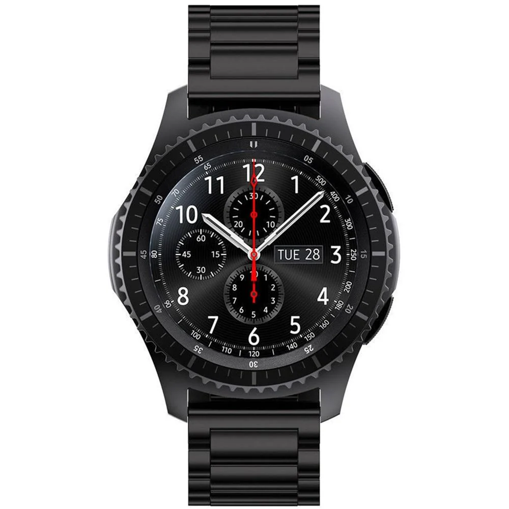 General Brand Black Metal Wrist Band + Tempered Glass Screen Protector for Samsung Gear S3 - Image 5
