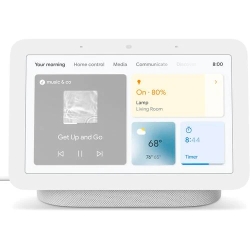 Google Nest Hub Display w/ Google Assistant, Chalk (2nd Gen) + Learning Thermostat Black - Image 3