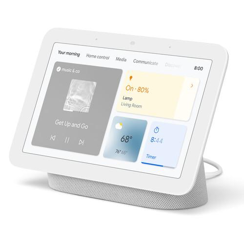Google Nest Hub Display w/ Google Assistant, Chalk (2nd Gen) + Learning Thermostat Black - Image 4