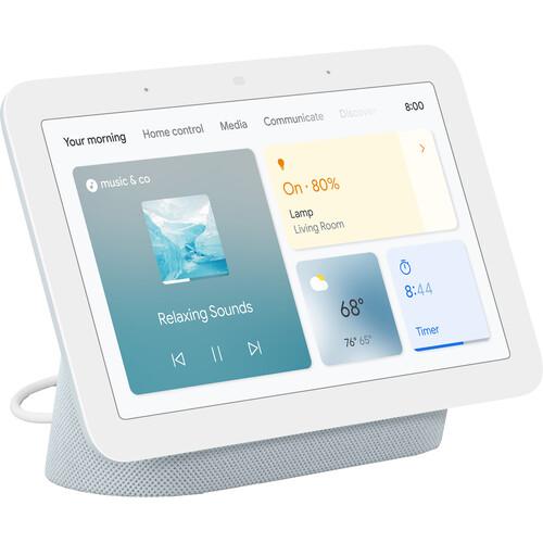 Google Nest Hub Display w/ Google Assistant, Mist (2nd Gen) + Learning Thermostat Black - Image 2