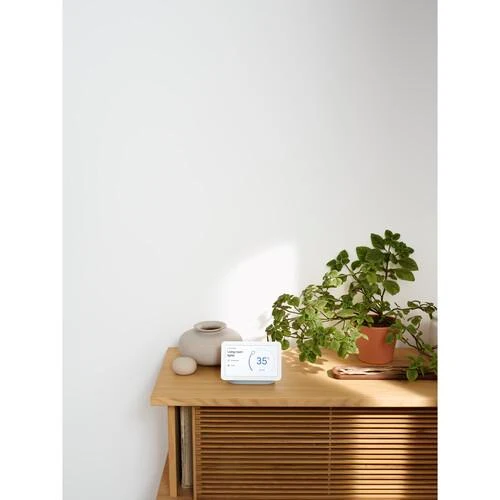 Google Nest Hub Display w/ Google Assistant, Mist (2nd Gen) + Learning Thermostat Black - Image 5