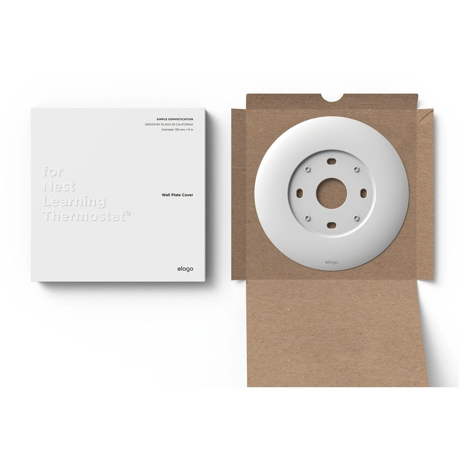 Google Nest Learning Smart Thermostat 3rd Gen White T3017US + elago Wall Plate Cover - Image 12