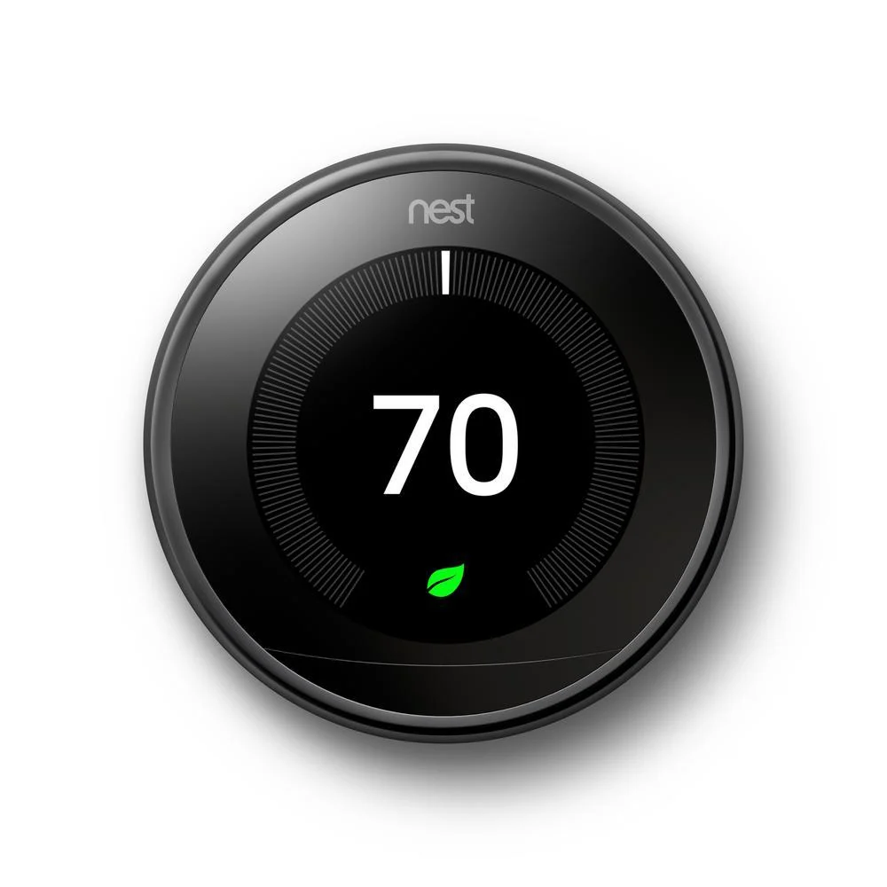 Google Nest Learning Thermostat (3rd Gen, Mirror Black) + Thermostat Wall Plate Cover - Image 2