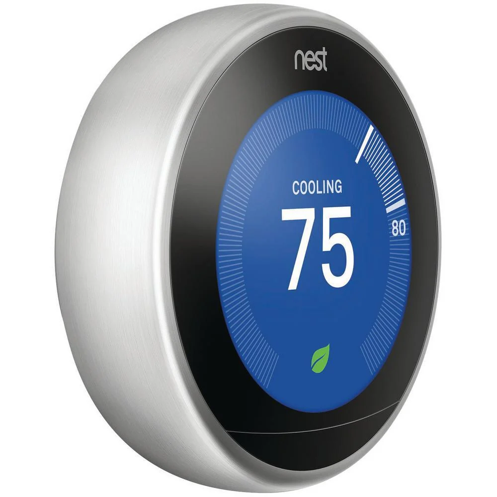 Google Nest Learning Thermostat 3rd Gen, Polished Steel w/ 2x Deco Gear WiFi Smart Plug - Image 4