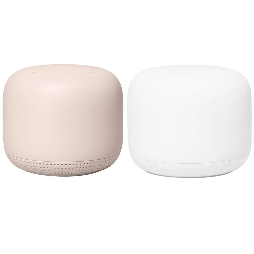 Google Nest Wifi Router and Point S1 + C1, Sand (2PK) + Shelf Outlet Stand Bundle - Image 2