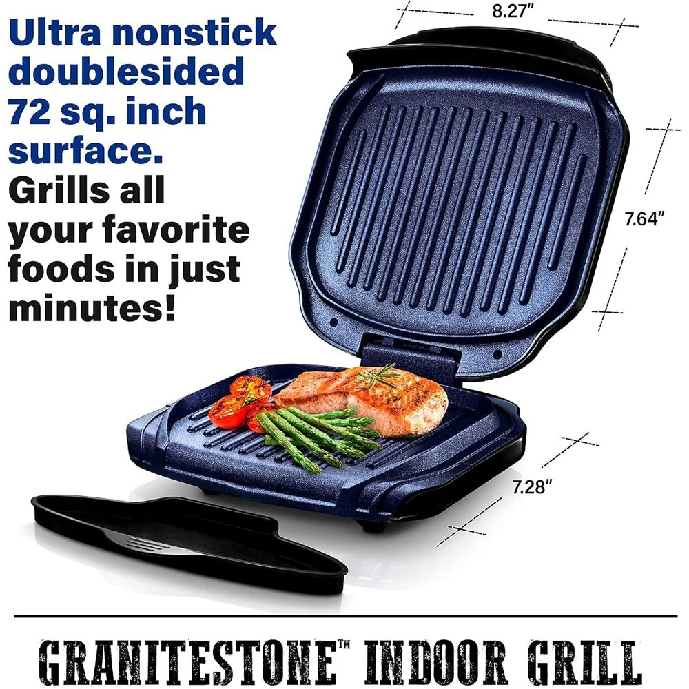 Granitestone Low Fat Multipurpose Sandwich Grill with Nonstick Copper Coating Blue - Image 3