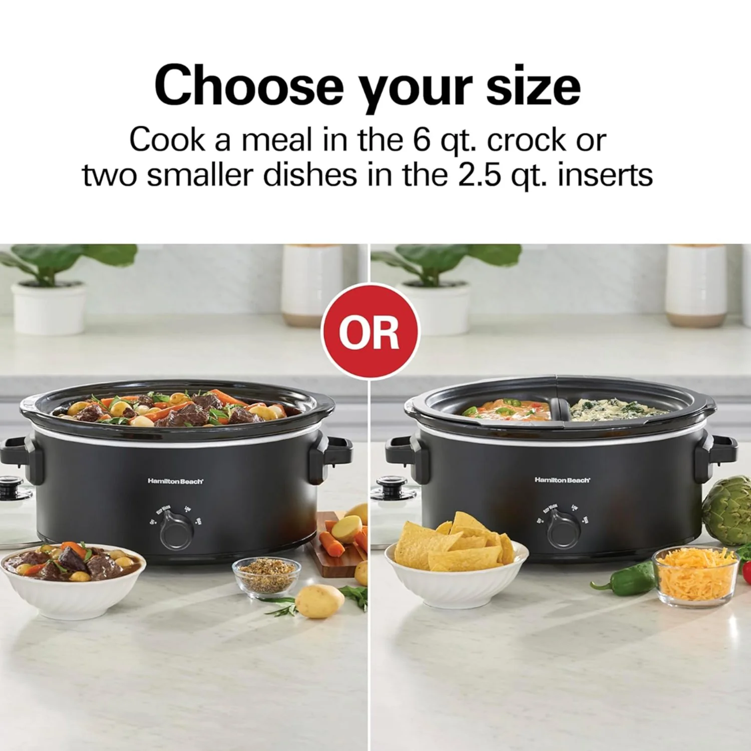 Hamilton Beach Double Dish Slow Cooker with 6qt Crock and Dual 2.5qt Nonstick Insert - Image 6