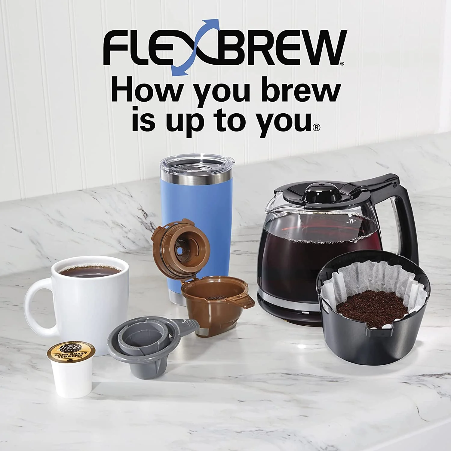 Hamilton Beach FlexBrew Trio 3-way Coffee Maker, K-Cup/Ground Compatible - Black (49902) - Image 7