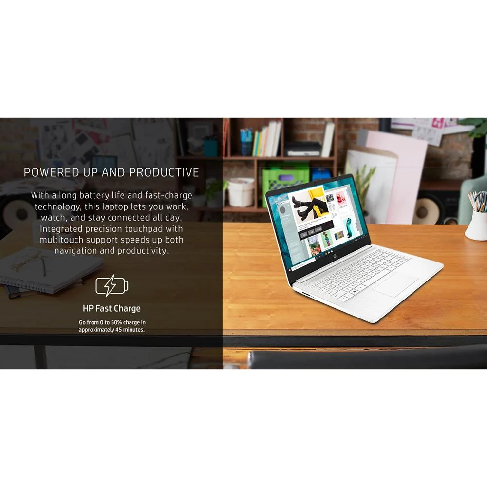 Hewlett Packard 14-dq0040nr 14" HD Intel Celeron N4020 4GB/64GB Laptop, Snowflake White - Image 11