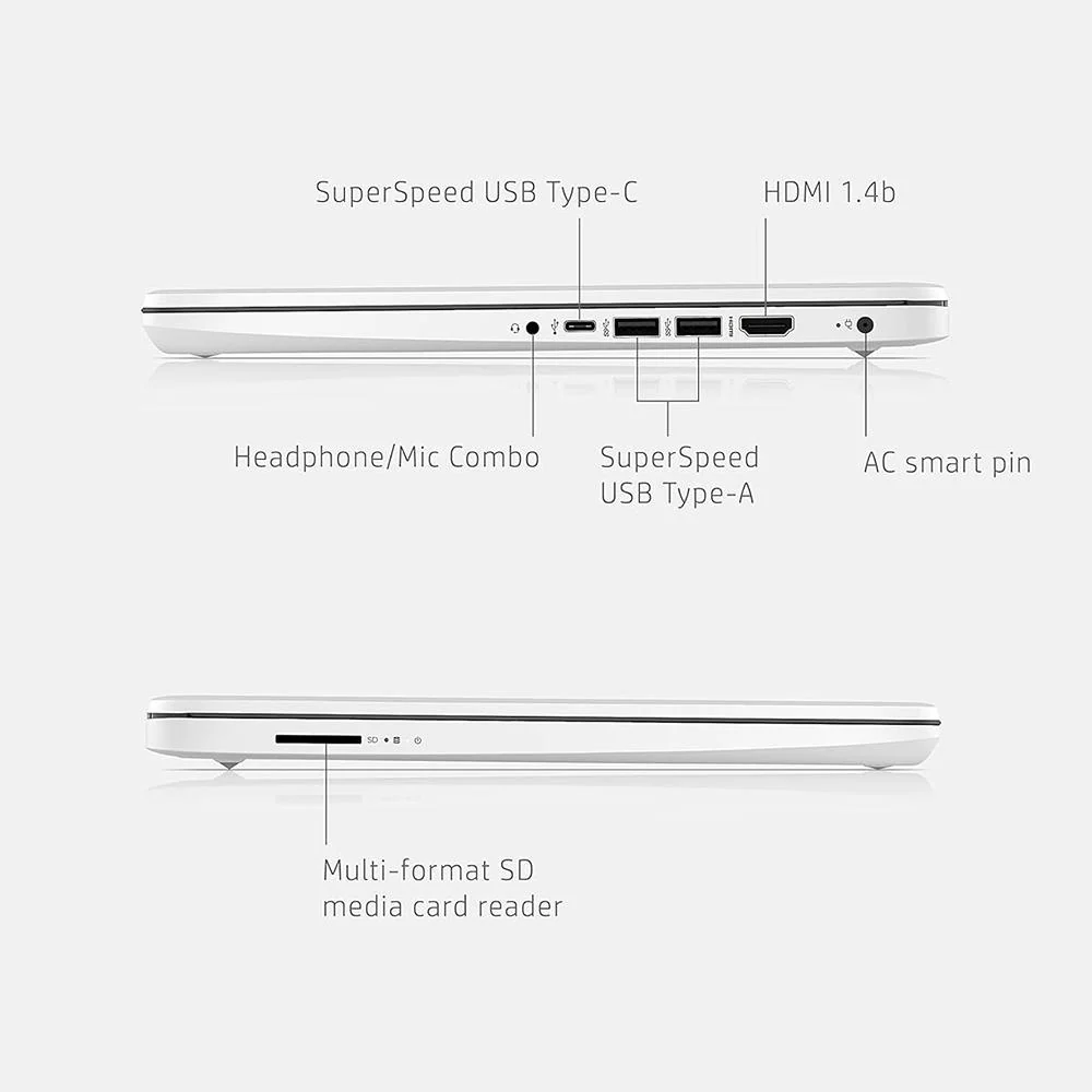 Hewlett Packard 14-dq0040nr 14" HD Intel Celeron N4020 4GB/64GB Laptop, Snowflake White - Image 4
