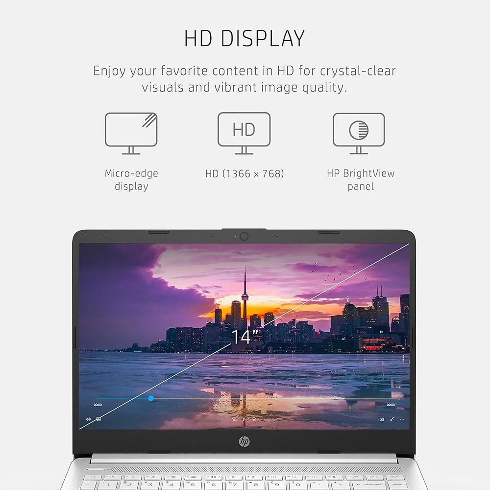 Hewlett Packard 14-dq0040nr 14" HD Intel Celeron N4020 4GB/64GB Laptop, Snowflake White - Image 5
