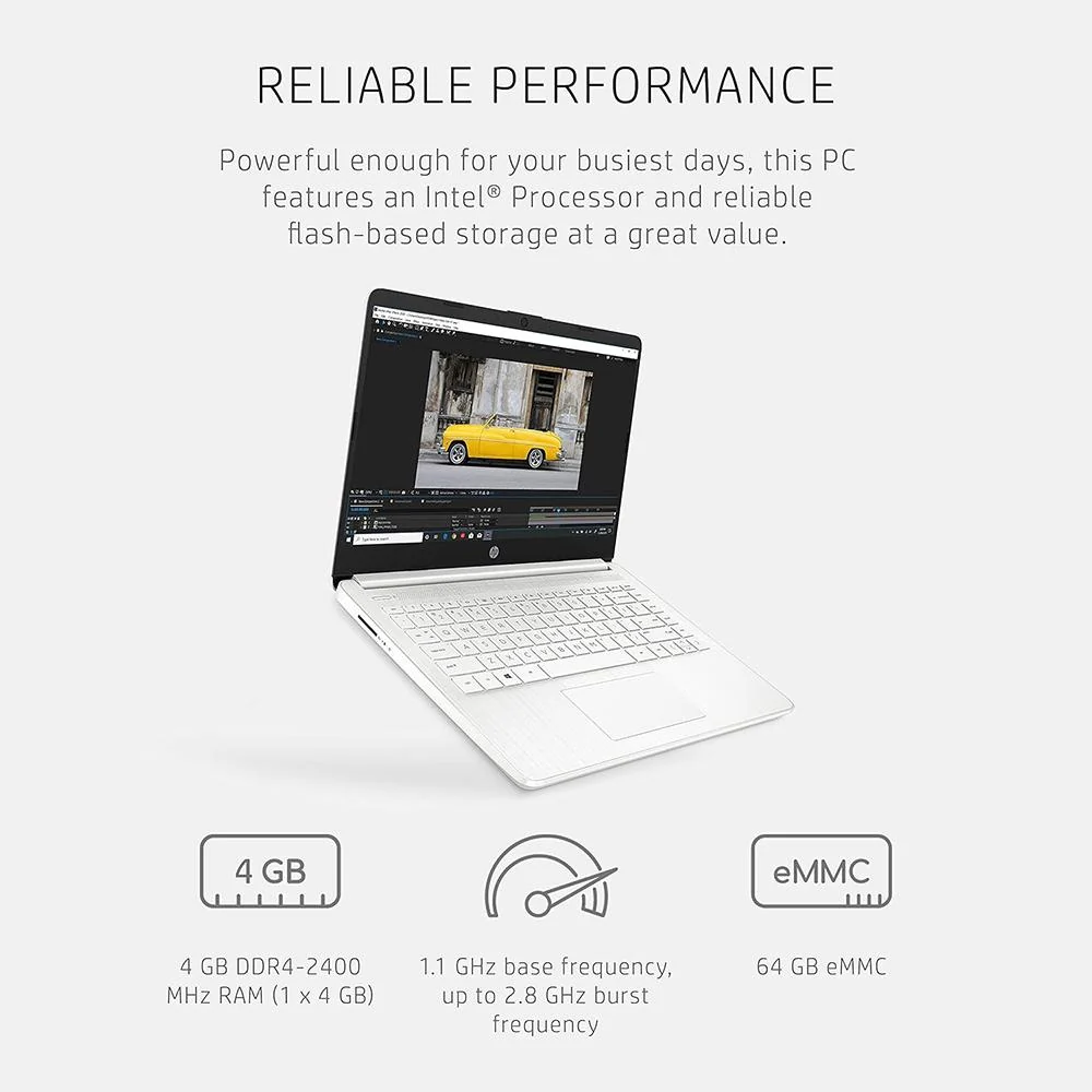 Hewlett Packard 14-dq0040nr 14" HD Intel Celeron N4020 4GB/64GB Laptop, Snowflake White - Image 6