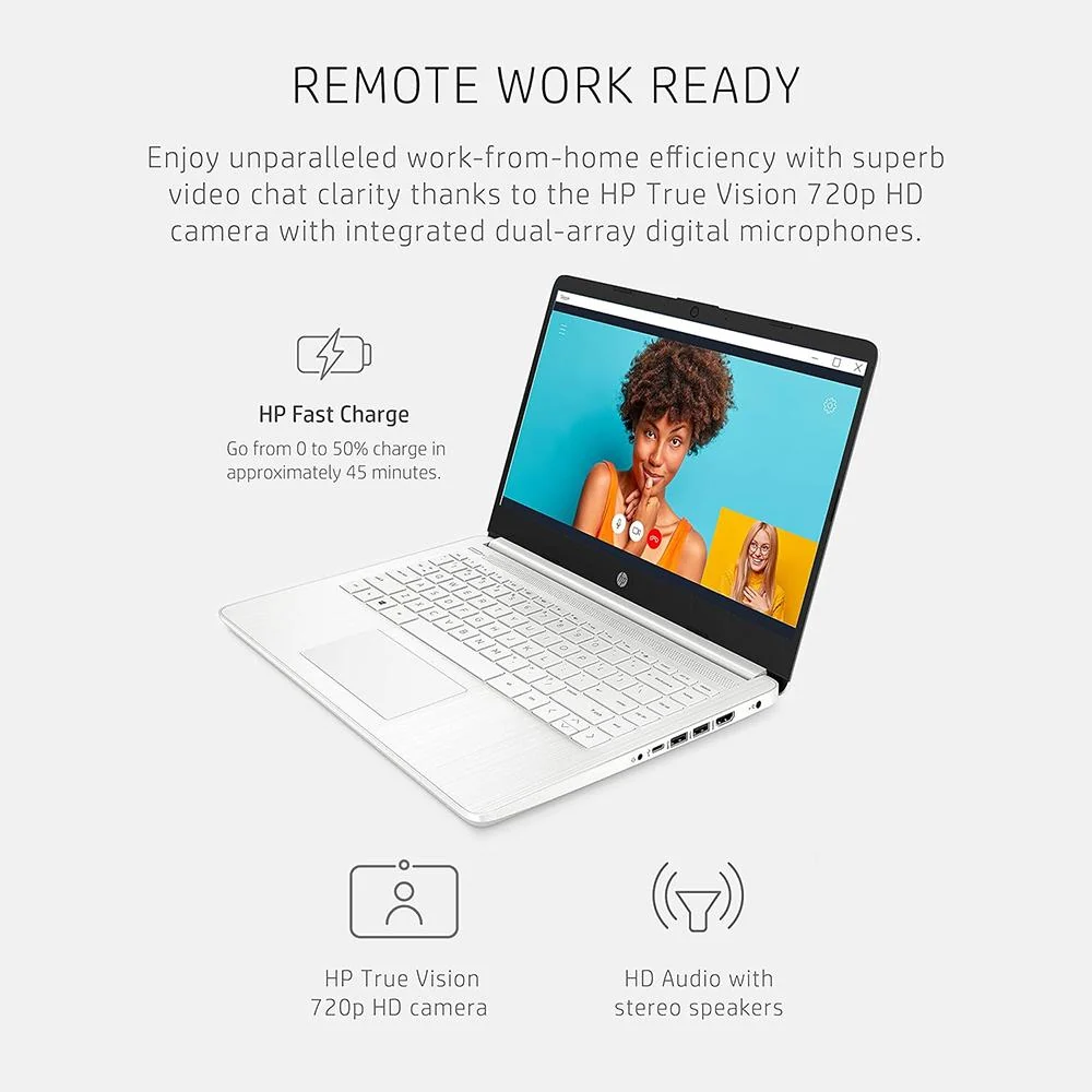 Hewlett Packard 14-dq0040nr 14" HD Intel Celeron N4020 4GB/64GB Laptop, Snowflake White - Image 7
