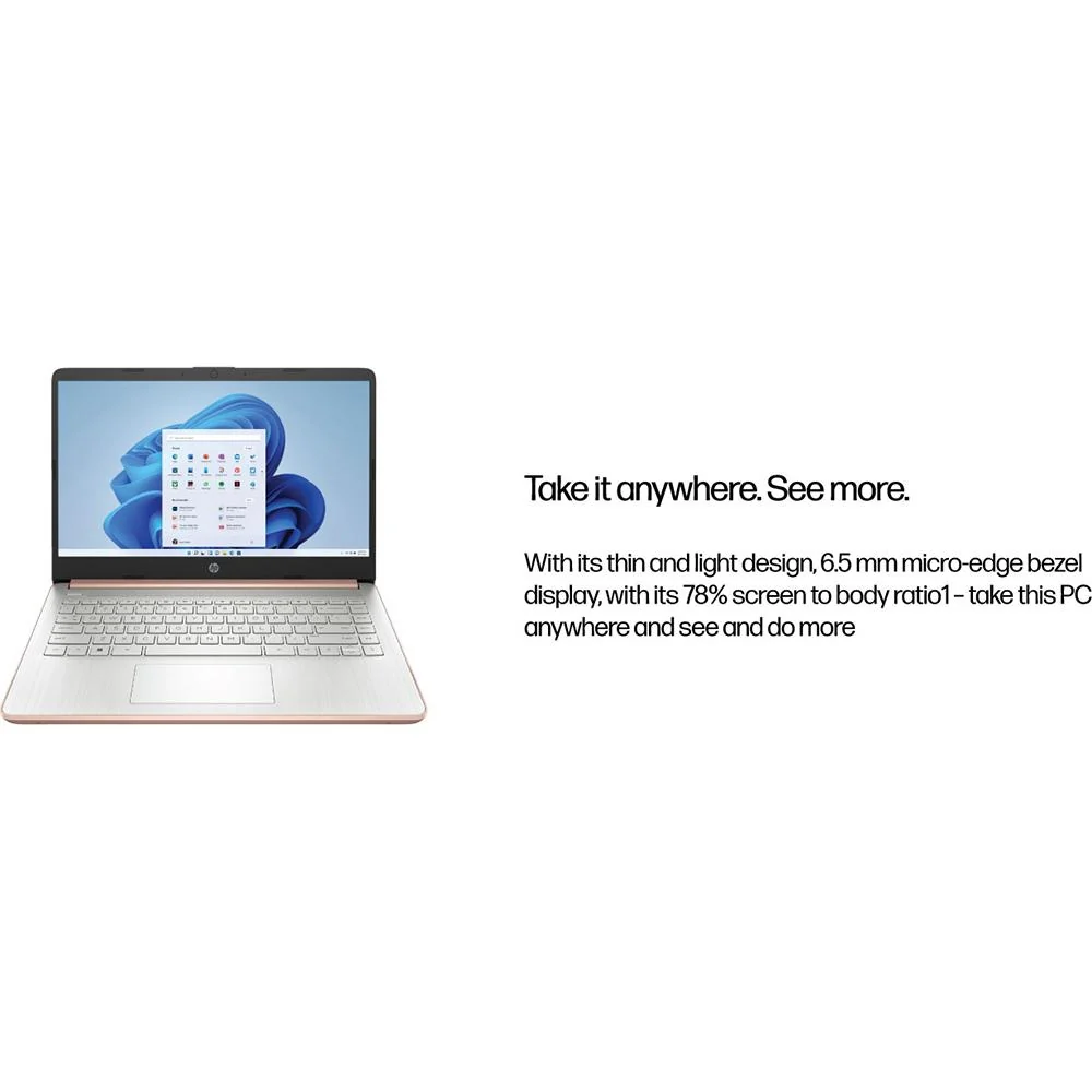 Hewlett Packard 14-dq0070nr 14 inch LCD HD 4GB/64GB Touchscreen Laptop in Rose Gold - Open Box - Image 7