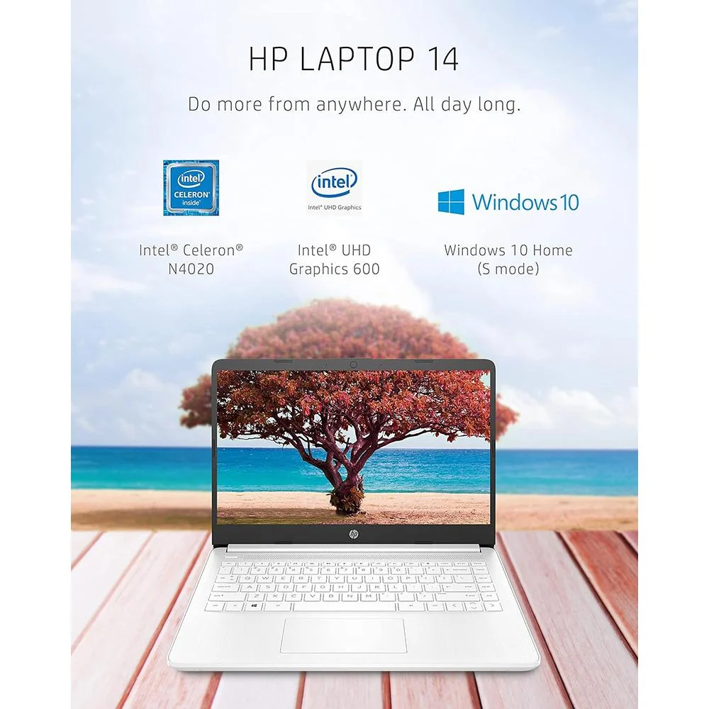 Hewlett Packard 14-dq0080nr 14" HD Intel Celeron N4020 4GB/64GB Touch Laptop, White - Image 2