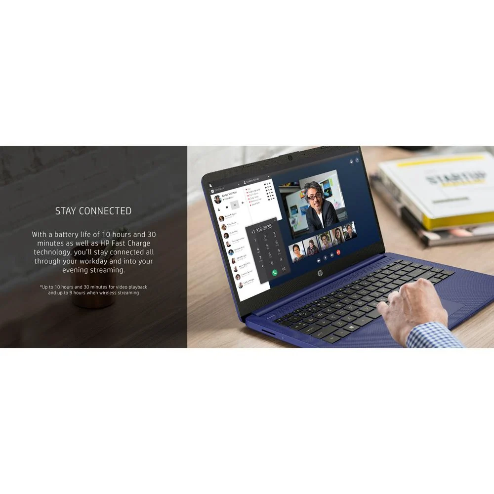 Hewlett Packard 14 HD PC Laptop; AMD 3020e; 4GB RAM/64GB - Blue (14-fq0010nr) - Open Box - Image 3