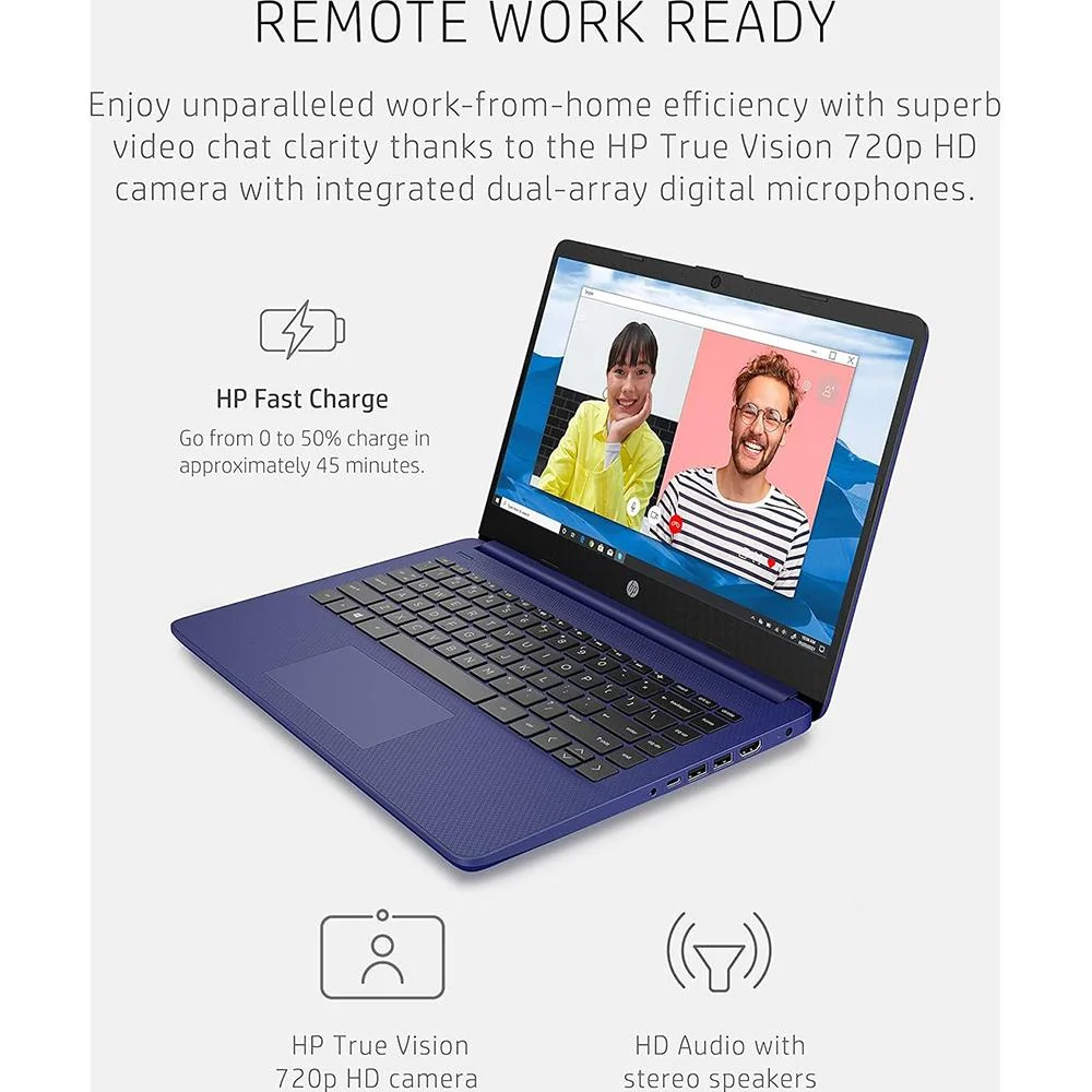 Hewlett Packard 14" Touchscreen Laptop in Indigo Blue - 47X80UA#ABA - Image 6