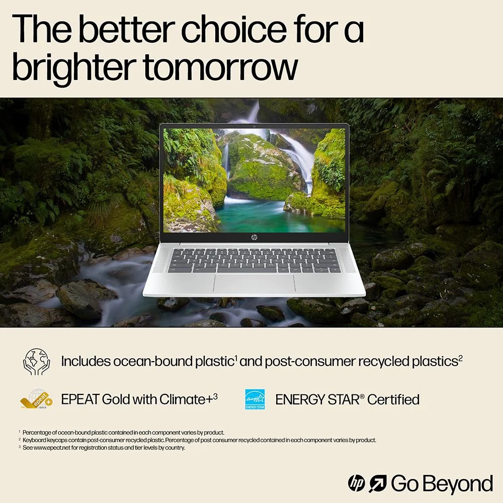 Hewlett Packard 14a-nf0050nr 14" Intel i3-N305 8GB/128GB Chromebook Laptop, Silver - Image 10
