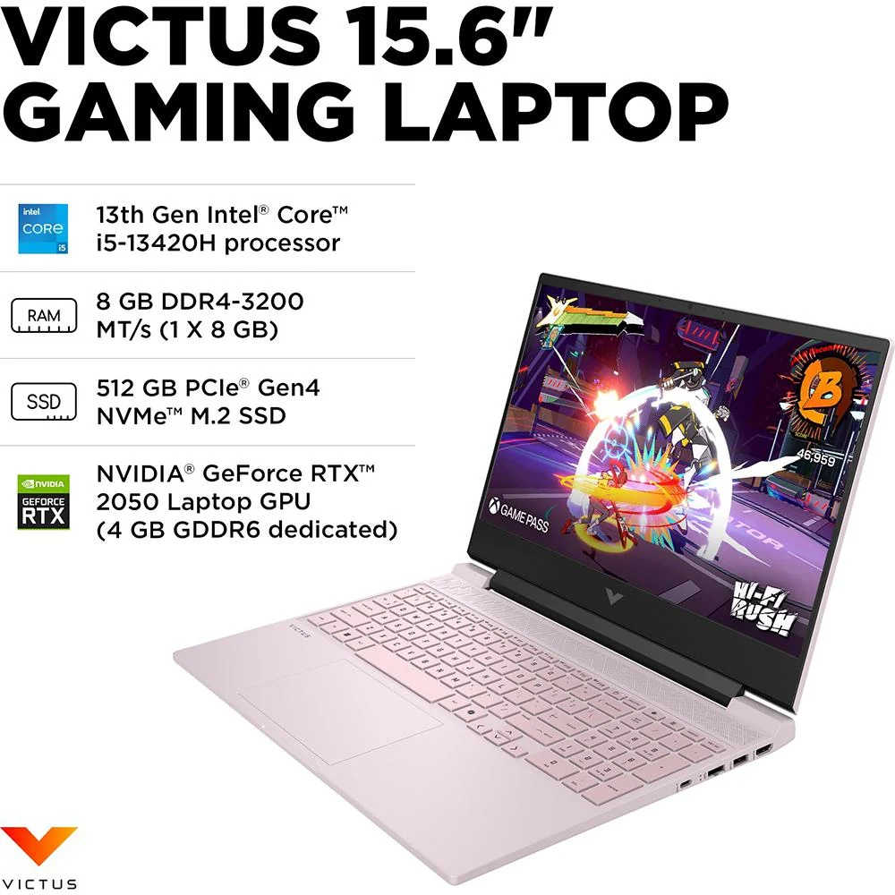 Hewlett Packard VICTUS 15-fa2445nr 15.6" Intel i5-13420H 8GB/512GB Gaming Laptop, Pink - Image 5