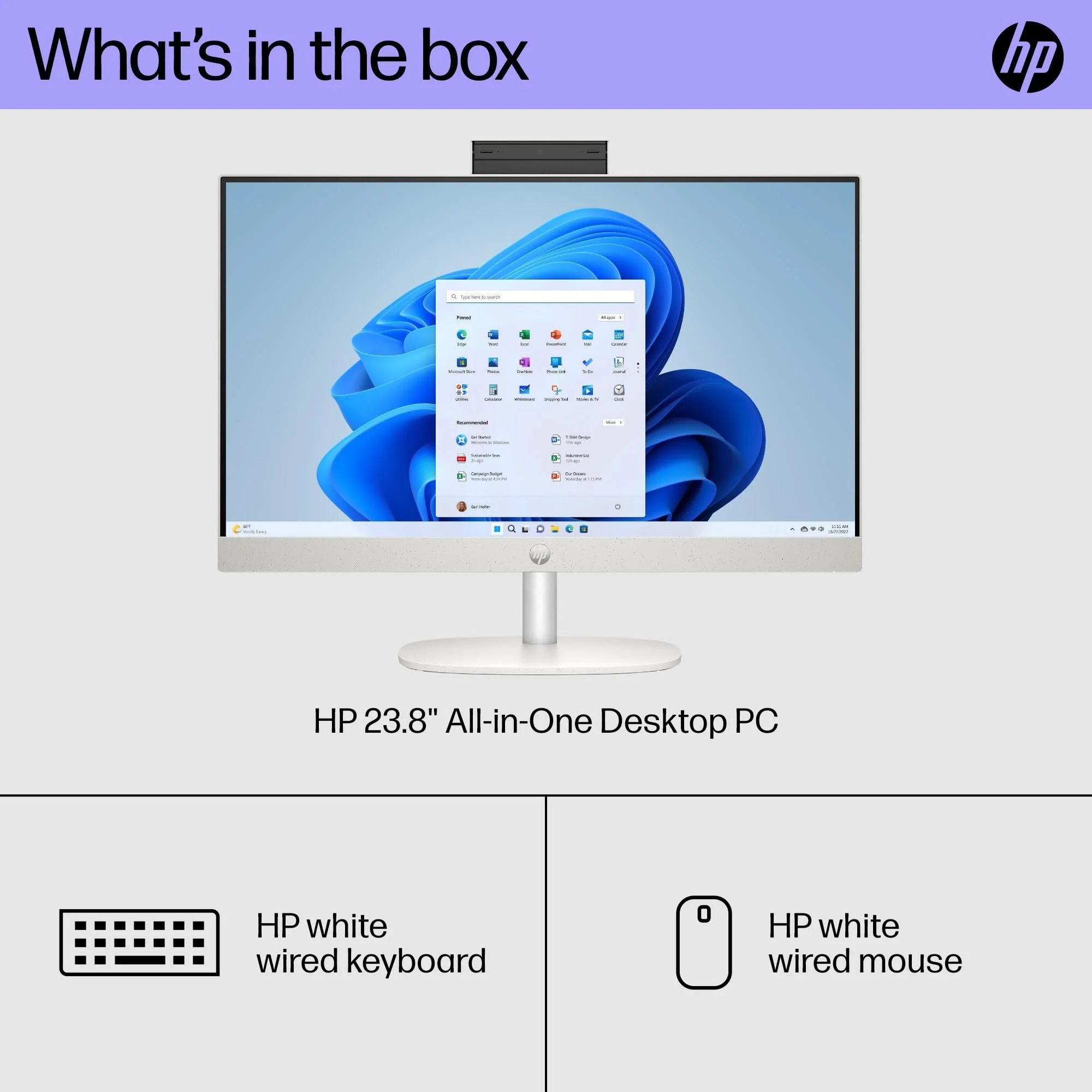 Hewlett Packard 23.8" All-in-One Desktop PC, FHD Display, AMD Athlon Silver 7120U, 8 GB RAM - Image 8