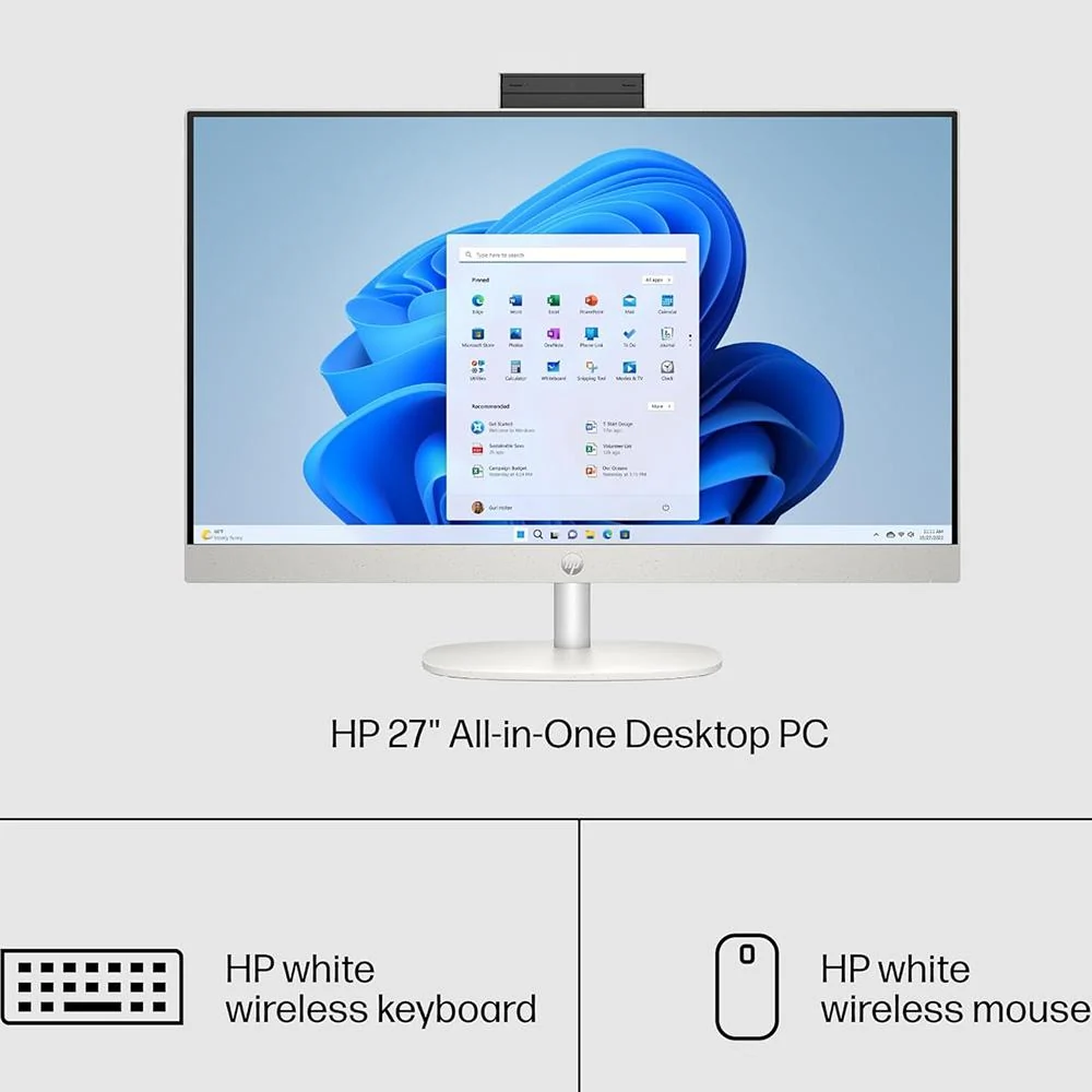 Hewlett Packard 27-cr0060 27" AMD Ryzen 5 7520U 8GB/512GB All-in-One Desktop PC, White - Image 3