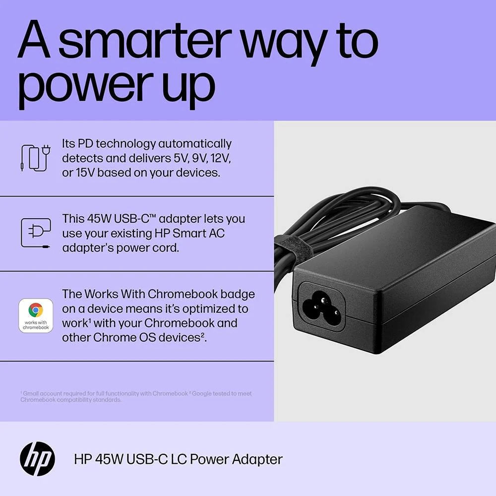 Hewlett Packard 45W USB-C LC Power Adapter - 1MZ01AA#ABA - Image 2