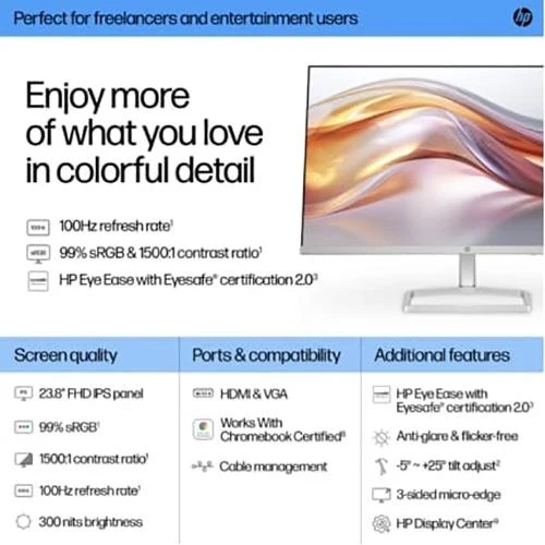 Hewlett Packard 524sf Series 5 24 FHD 100Hz IPS Monitor Black/Silver Open Box - Image 6