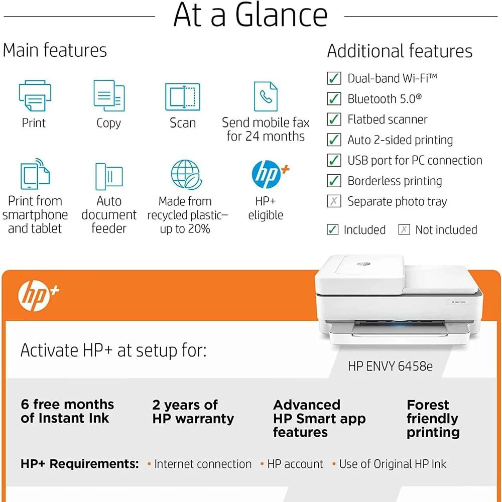 Hewlett Packard Envy 6458E Wireless Color All-in-One Printer - Refurbished, Open Box - Image 12