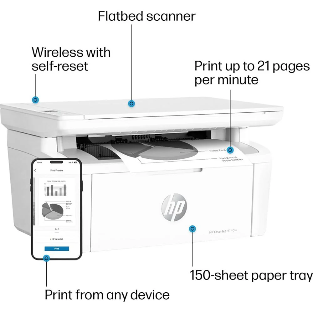 Hewlett Packard LaserJet MFP M140w Wireless All-in-One Printer (Open Box) + 1 Year Warranty - Image 11