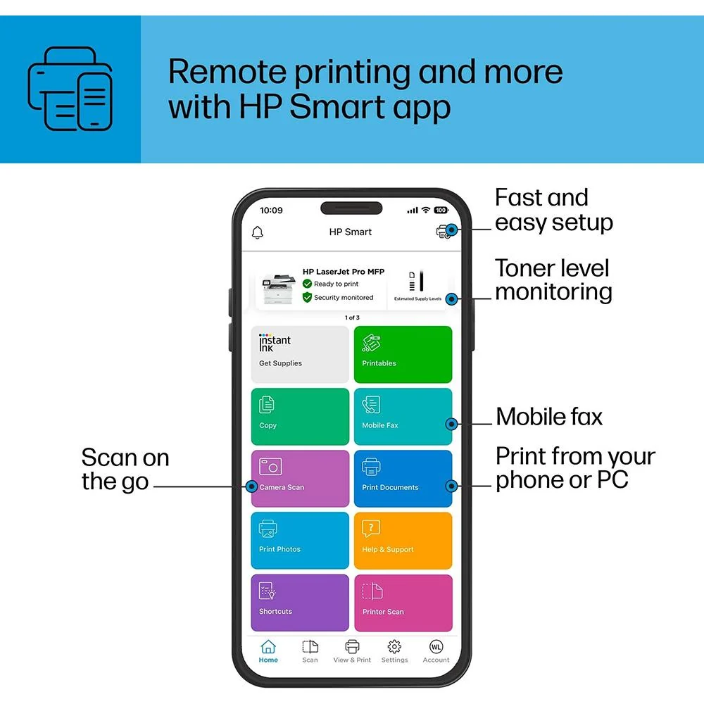 Hewlett Packard LaserJet Pro Laser All-in-One Monochrome Printer w/ Printer Essentials Bundle - Image 10